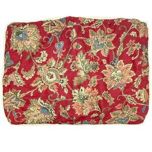 CHAPS Pillow Sham Red Jacobean Floral Burlap Trim Standard Size Cotton Annabelle